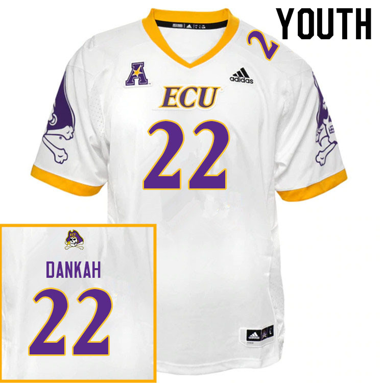 Youth #22 Samuel Dankah ECU Pirates College Football Jerseys Sale-White